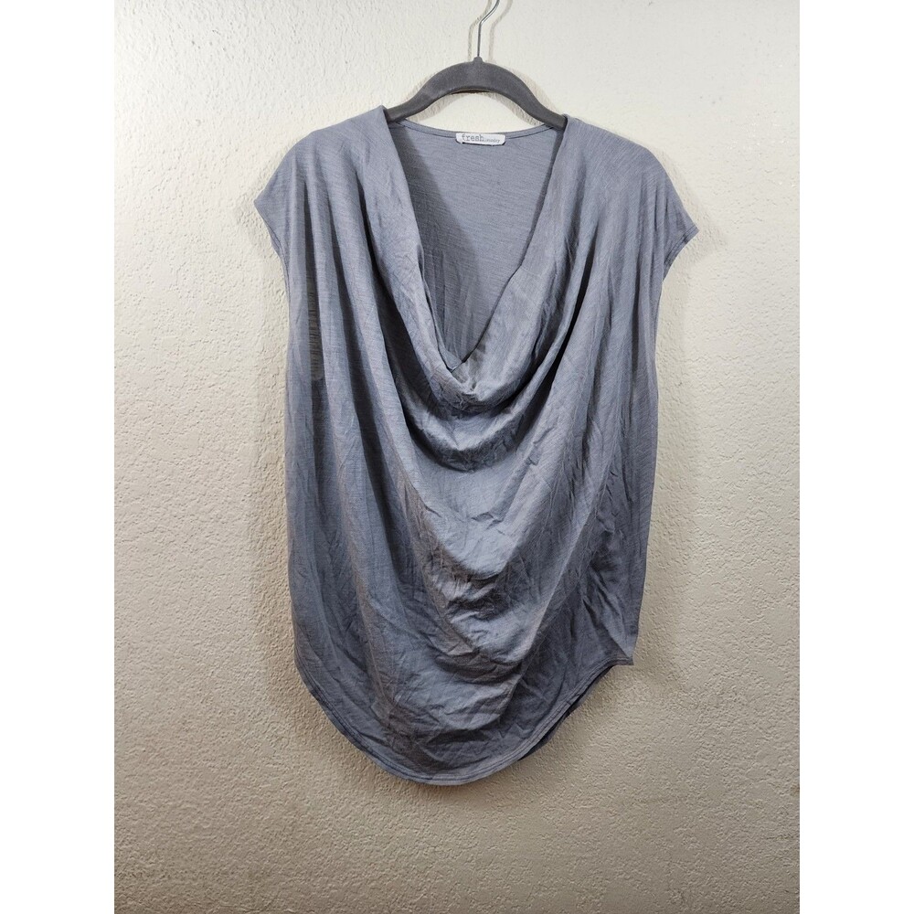 Fresh Laundry Womens XS Gray Sleeveless Draped Scoop Neck Blouse